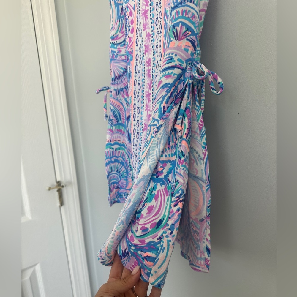 Lilly Pulitzer Sleeveless Printed Shift Dress - Blue, Pink, White - Picture 4 of 8